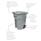 Toter 96 Gal. Blue Trash Can with Lid and Wheels (2 caster 2 standard) ACC96 - alternate 7